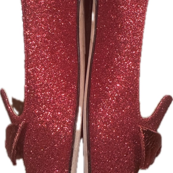 Jimmy Choo Sparkly Red Bow Flats - Picture 3 of 5